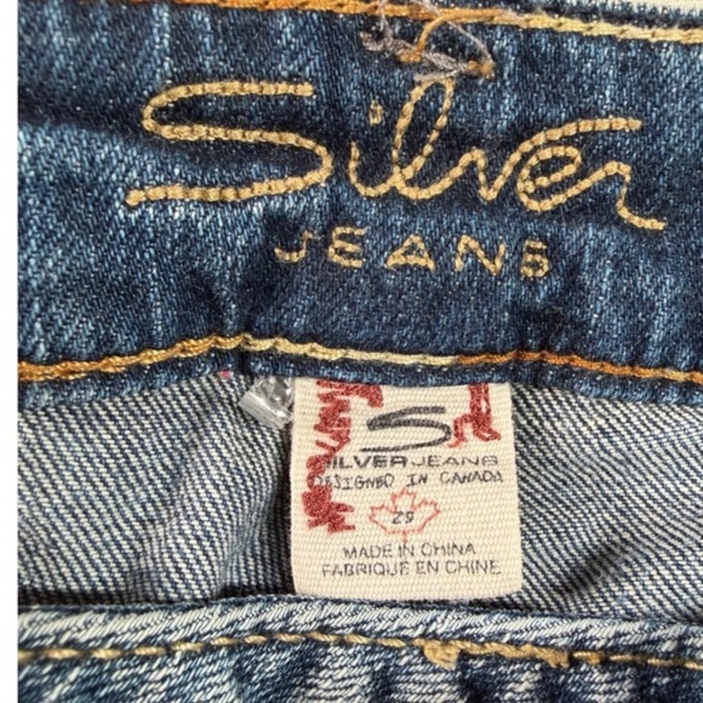 29x33 Silver Jeans Frances Bootcut Blue Distressed Low Rise Western Streetwear - Picture 4 of 8